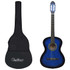 12-dijelni set klasične gitare za početnike plavi 4/4 39" 12-dijelni set klasične gitare za početnike plavi 4/4 39"