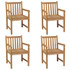 Vrtne stolice sa smeđe-sivim jastucima 4 kom masivna tikovina
