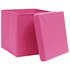 Kutije za pohranu s poklopcima 10 kom roze 32x32x32 cm tkanina Kutije za pohranu s poklopcima 10 kom roze 32x32x32 cm tkanina