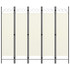 Sobna pregrada s 5 panela krem-bijela 200 x 180 cm