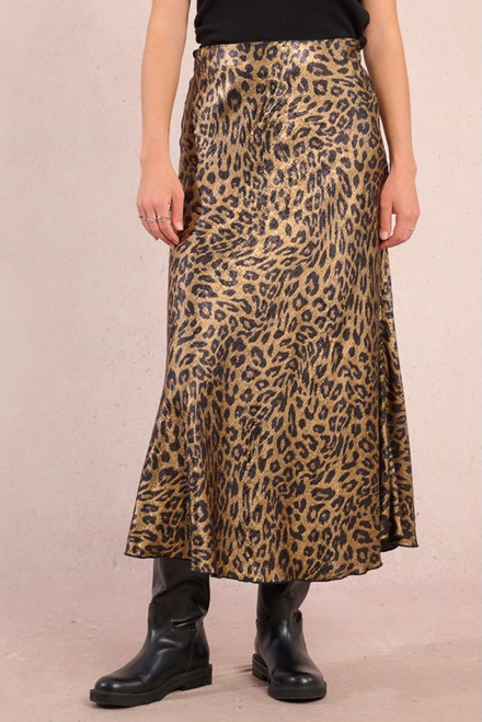Metallic Leopard Silk Skirt