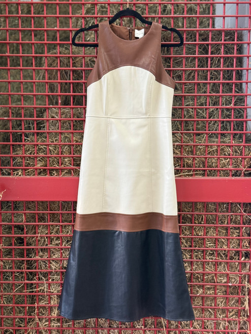 Caspia Leather Colorblock Dress Caspia Leather Colorblock Dress