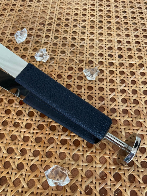 Navy Leather & Nickel Ice Tongs Navy Leather & Nickel Ice Tongs