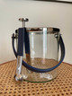 Navy Leather & Nickel Ice Bucket