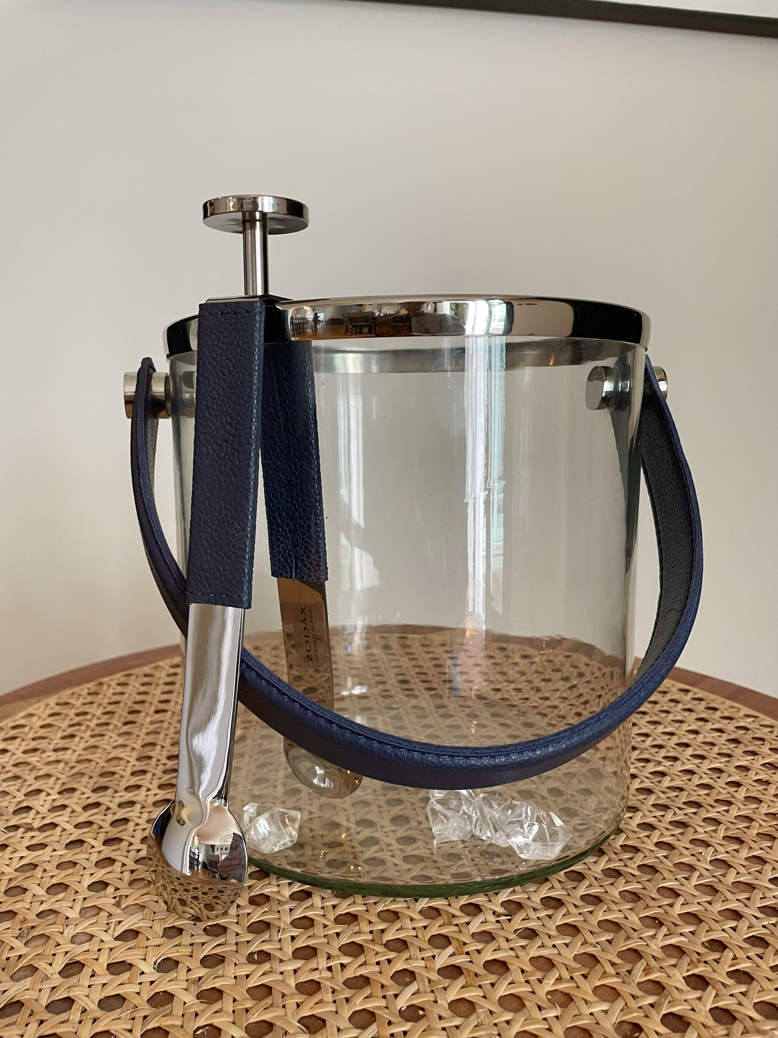 Navy Leather & Nickel Ice Bucket - Sweet Mash