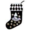 Harlequin Pierrot Velvet Christmas Stocking (BLACK)