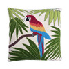 Linen Tropical Parrot Cushion (Cream)