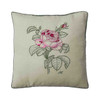 Vintage Cabbage Rose Linen Cushion (Natural)