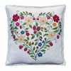 Wildflower Folk Heart Cushion Cover (White)