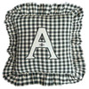 Gingham Frill A Monogram Cushion Cover (Black)