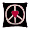 Peace Sign with Heart Cushion (Black)