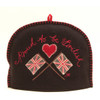 Proud to be British Union Jack Flag Tea Cosy black red grey wool