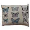 White and blue butterflies hand-embroidered cushion, linen
