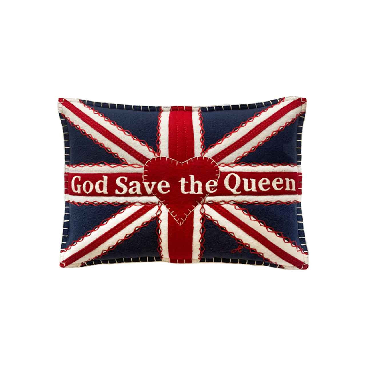 Navy Wool Union Jack God Save The Queen Cushion | Jan Constantine
