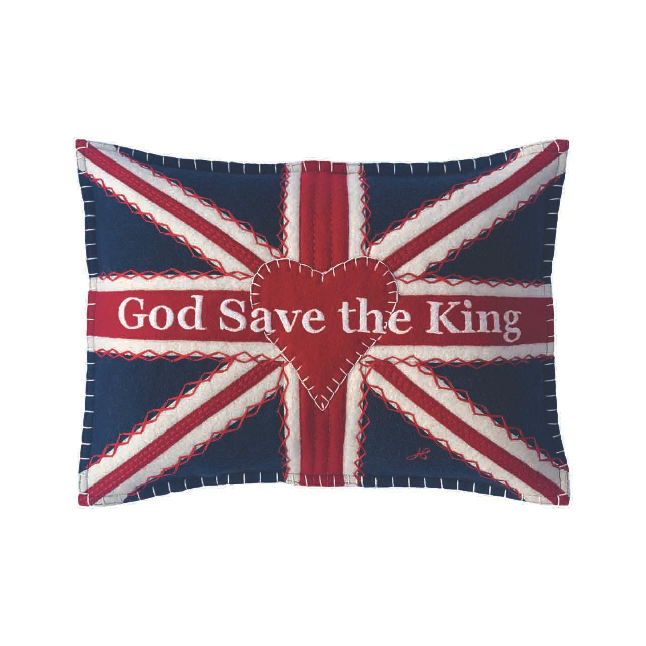 Navy Wool Union Jack God Save The King Cushion | Jan Constantine