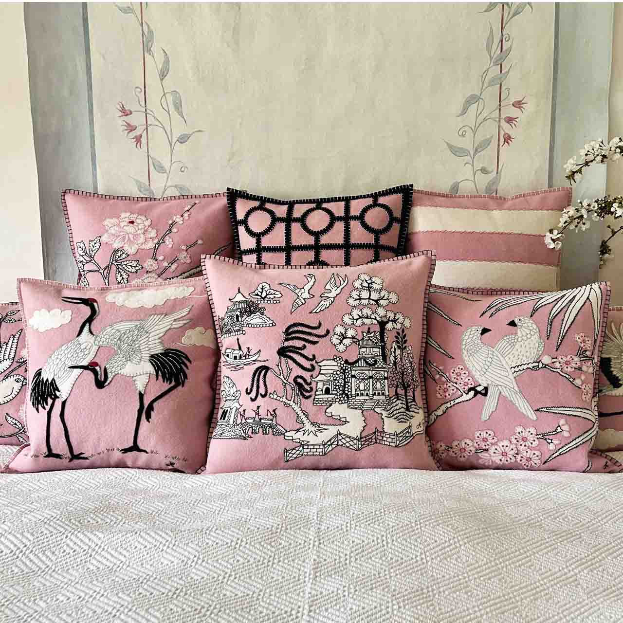 Blush Pink Pink Throw Cushions Pink Wave Fluffy Scatter Cushion