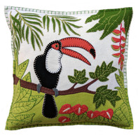 Jan Constantine Tropical Toucan Cushion (Cream) Jan Constantine Tropical Toucan Cushion (Cream)