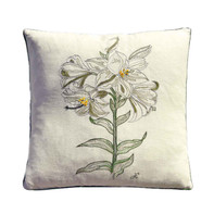 Vintage Linen Lily Cushion (Natural)  Vintage Linen Lily Cushion (Natural)