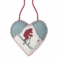 Little Red Skier Lavender Heart Decoration