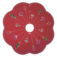 Scalloped Baubles Tartan Christmas Tree Skirt (Red Wool) Scalloped Baubles Tartan Christmas Tree Skirt (Red Wool)