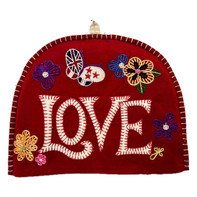 Floral Love Wool Tea Cosy (Red)