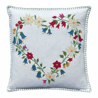 Alpine Wildflower Heart Cushion Cover (White)