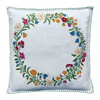 Alpine Wildflower Wreath Cushion Cover (White)