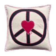 Peace Sign with Heart Cushion (Cream)