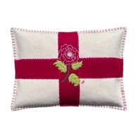 English flag with Rose Cushion (Cream/Red)