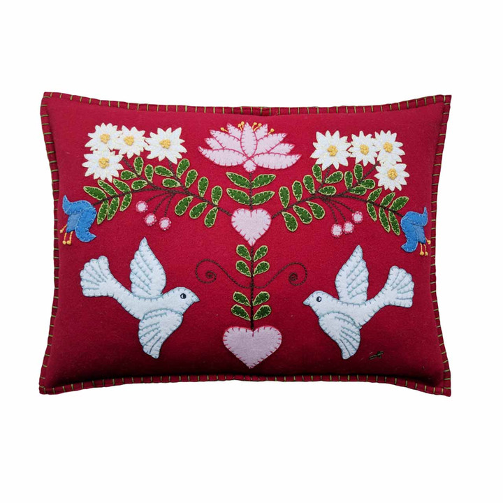 Alpine Doves Cushion (Red)