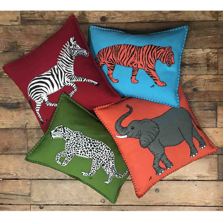 Running Zebra Cushion (Red)