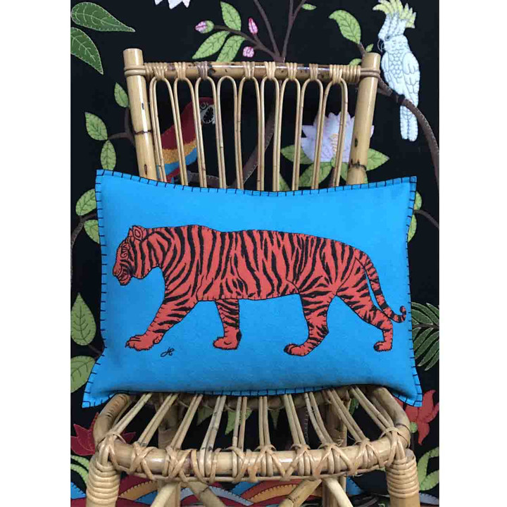 Tiger Cushion (Blue)