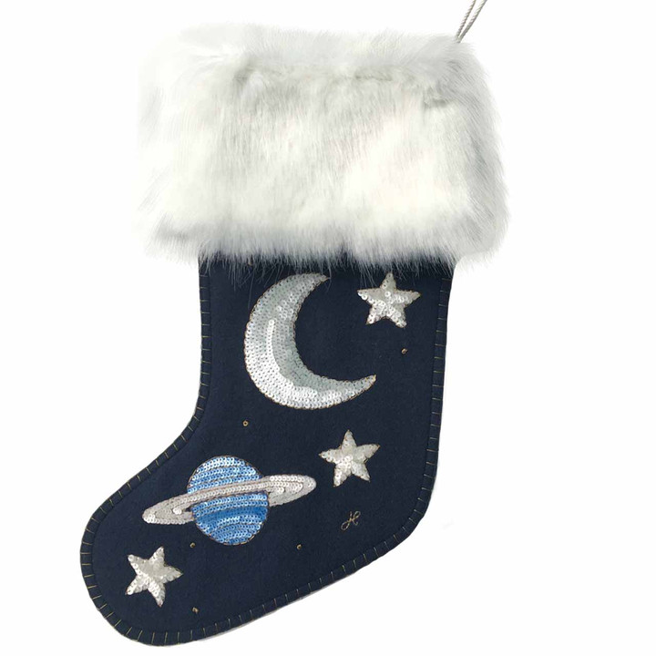 Sequin Galaxy Christmas Stocking (Navy blue)