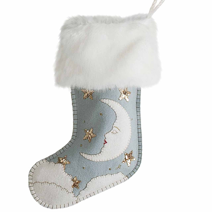 Man in the Moon Christmas Stocking (Duck Egg Blue)