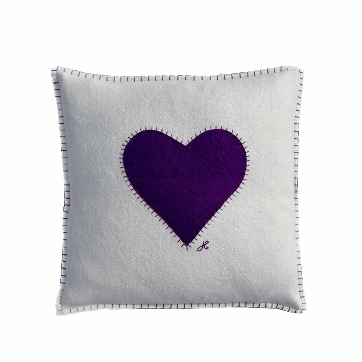 Heart Cushion (Cream/Purple)