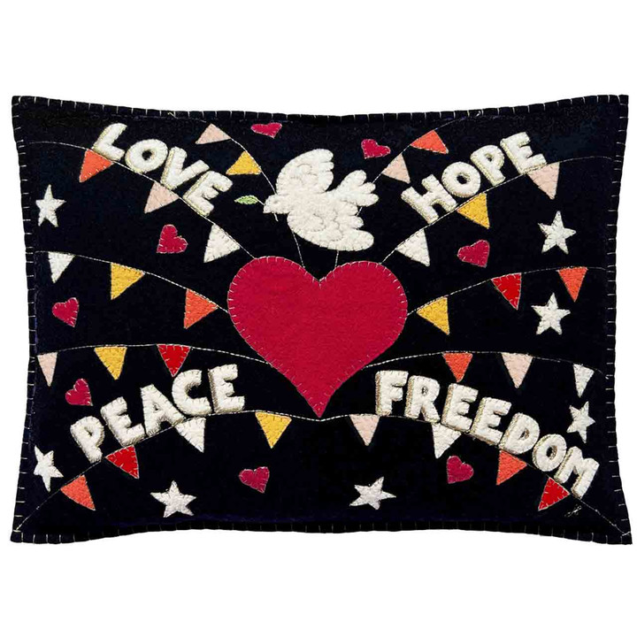 Love and Peace Cushion (Black/Multi)