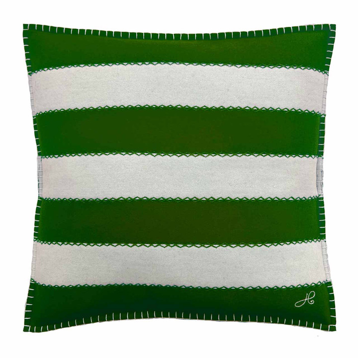 Block Stripe Cushion (Deep Green)