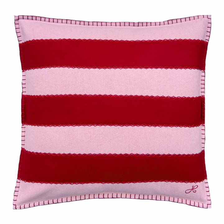 Block Stripe Cushion (Blush Pink/Red)