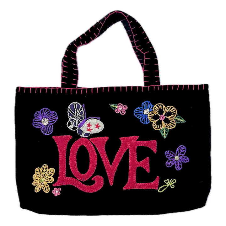 Vintage Floral Love Bag (Black)