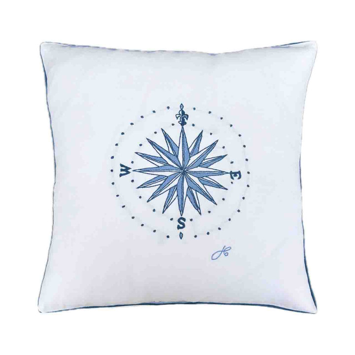  Vintage Compass Linen Cushion (Whitel)