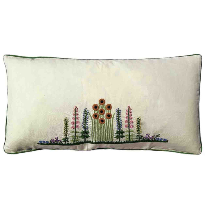 Cottage Border Linen Cushion (Cream)