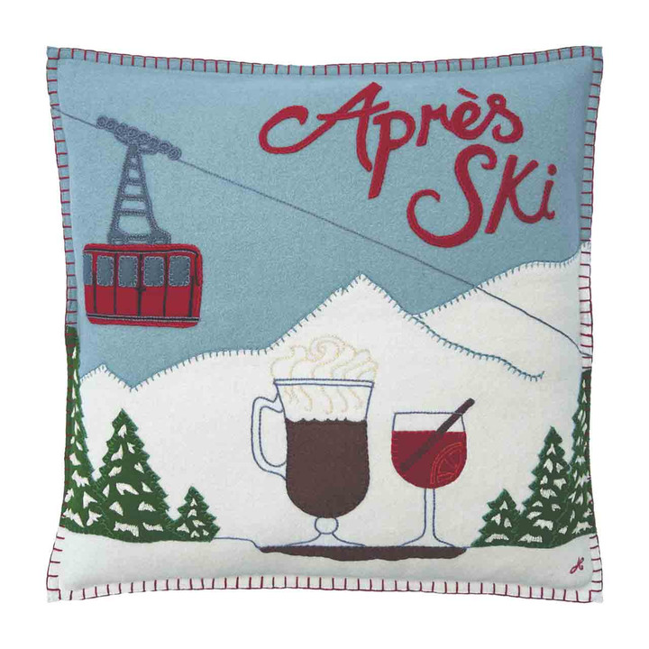 Après Ski Cushion Cover in Cream and Duck Egg Blue Pure Wool | Jan
