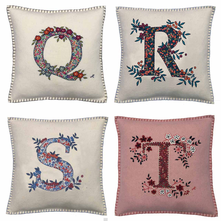 Q Monogram Liberty Print Cushion (Cream)