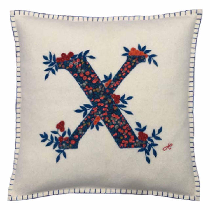 X Monogram Liberty Print Cushion (Cream)