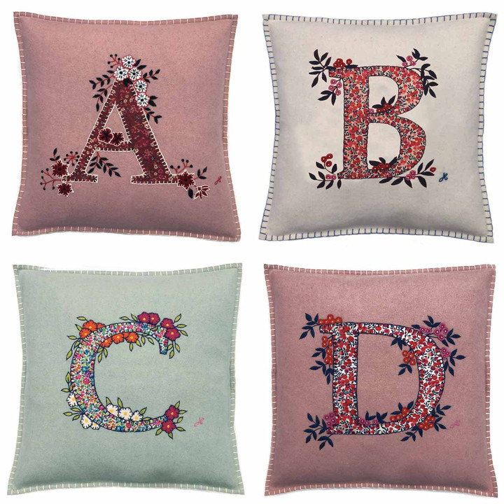  A Monogram Liberty Print Cushion (Cream)
