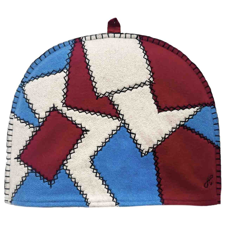 Crazy Patchwork Tea Cosy (Royal Blue Mix)
