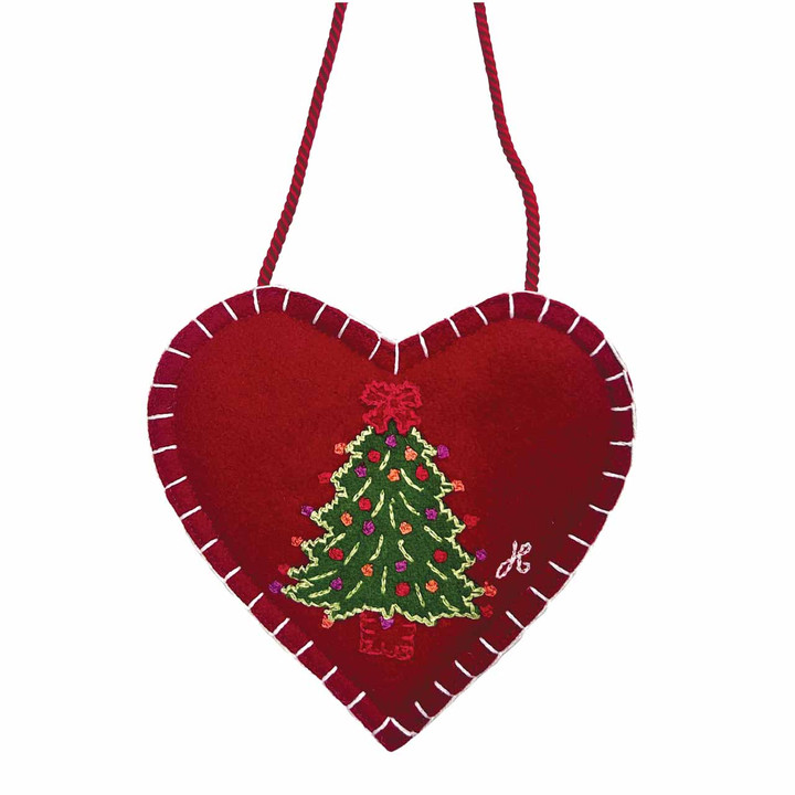 Christmas Tree Lavender Heart Decoration (Red)