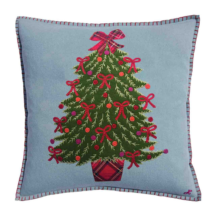 Christmas Tree Cushion (Duck Egg Blue)