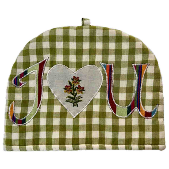 Gingham I Heart You Tea Cosy (Green)