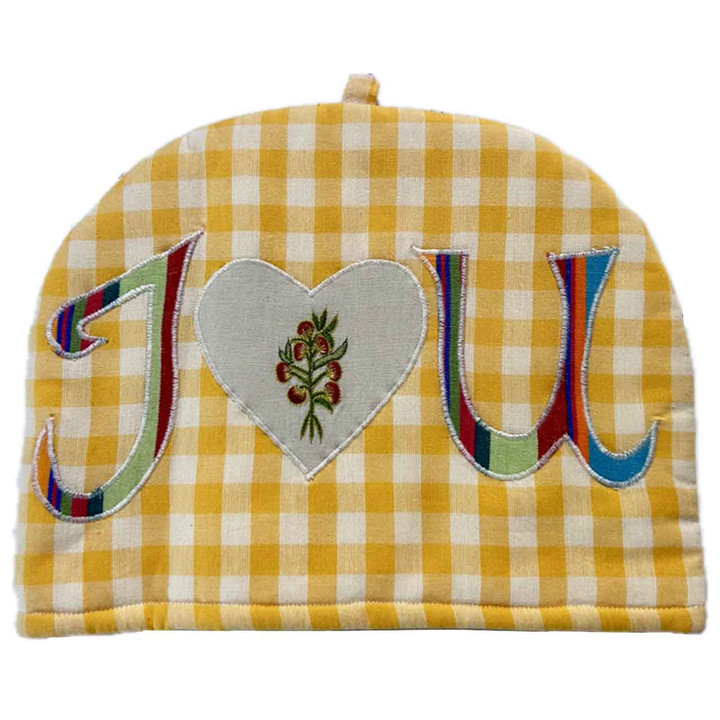 Gingham I Heart You Tea Cosy (Yellow)